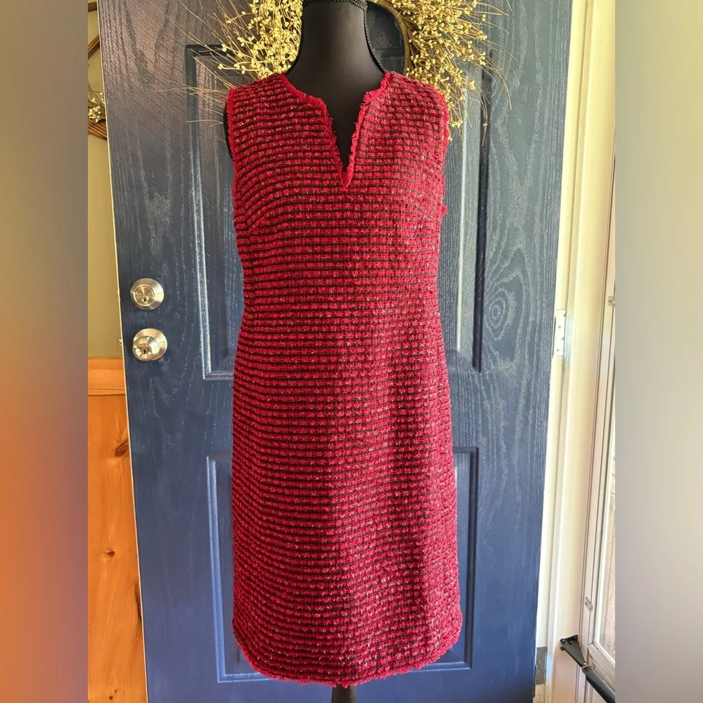 Ann Taylor Textured Red Midi Dress - Picture 1 of 15